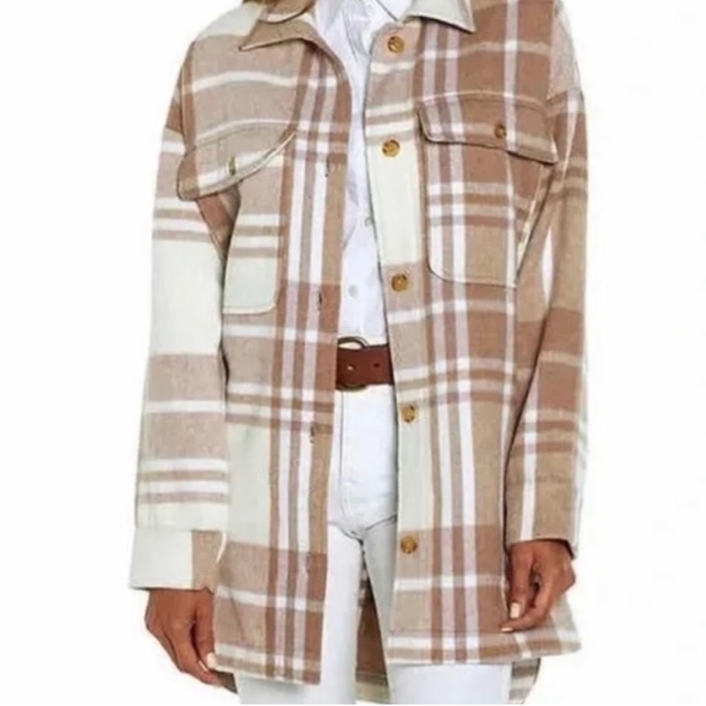 Banana Republic Factory Petite Cozy Plaid Shirt Coat
